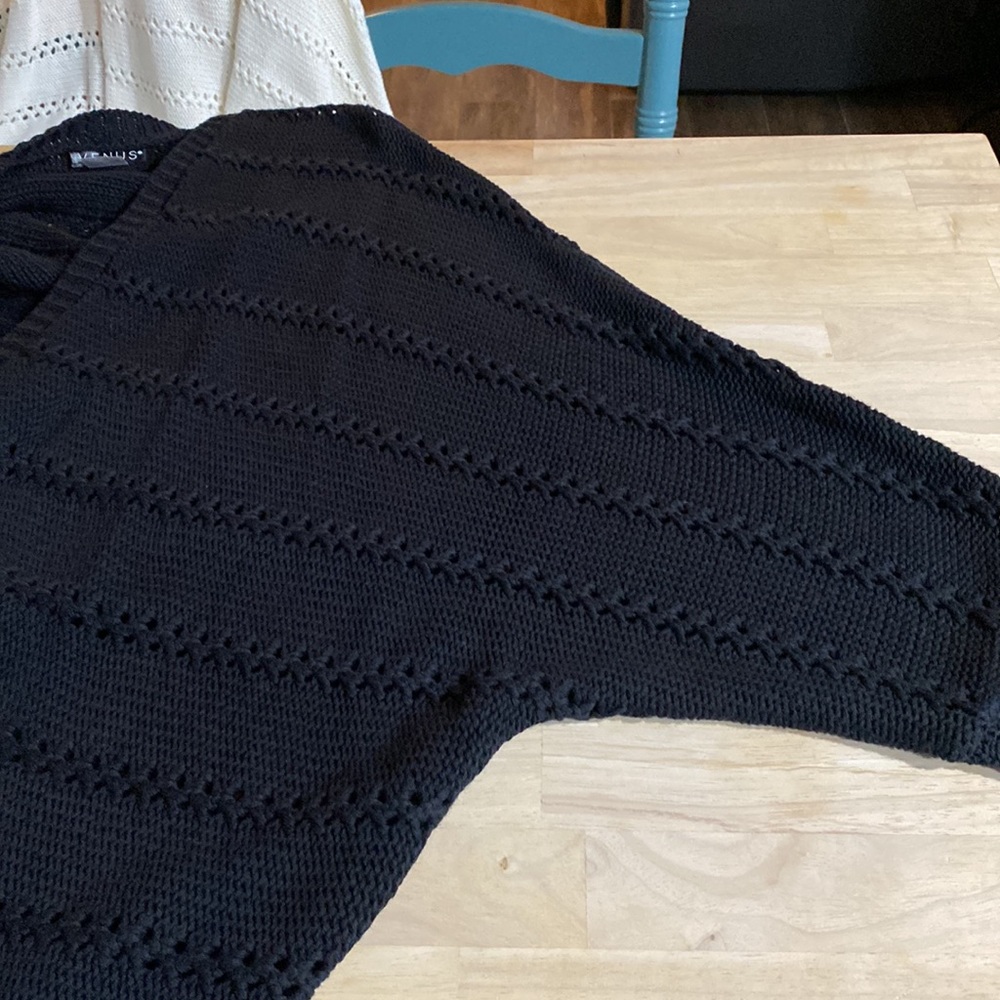 Black Open Front Cardigan Sweater - Picture 4 of 8